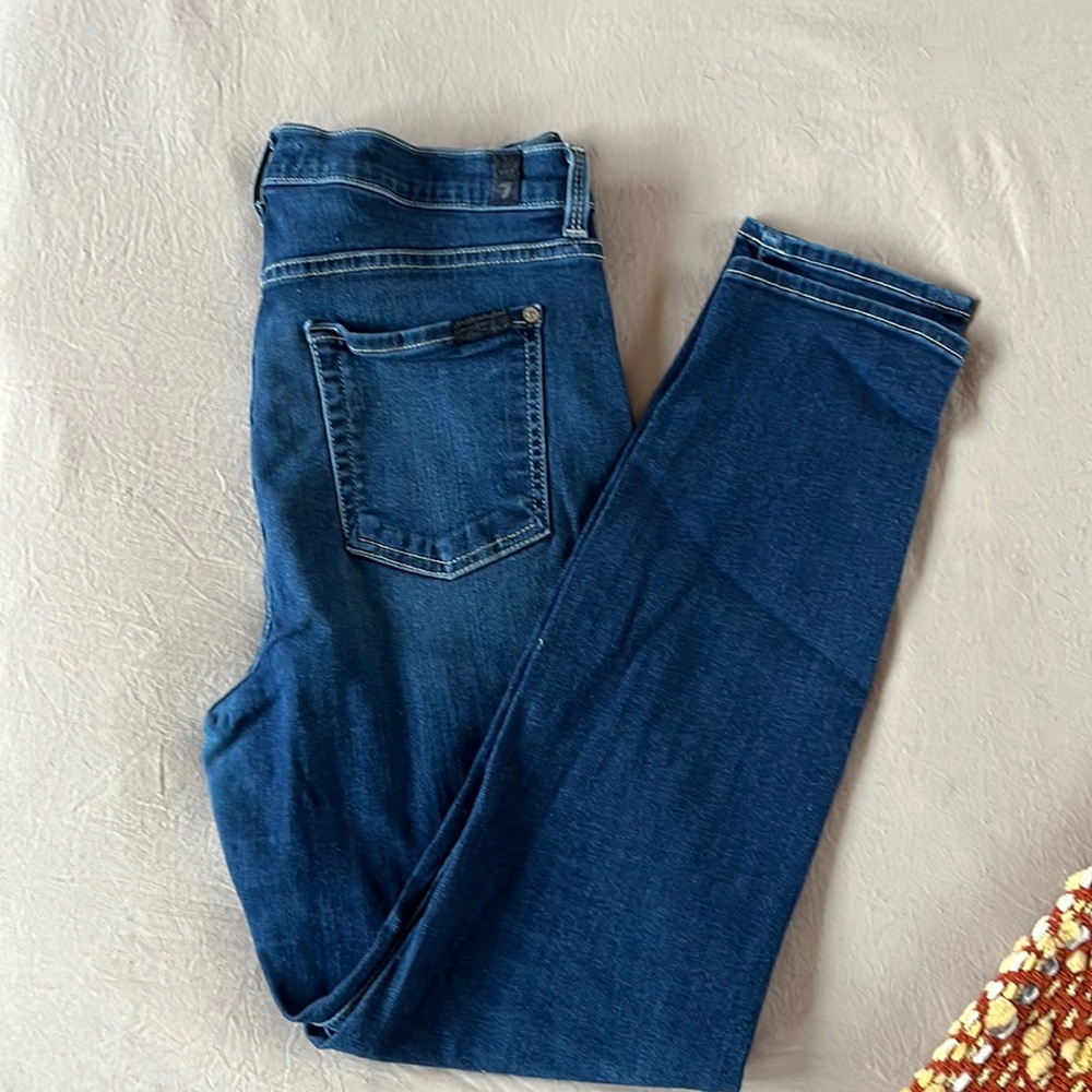 7 for all mankind jeans, high rise, skinny, great shape, super comfy